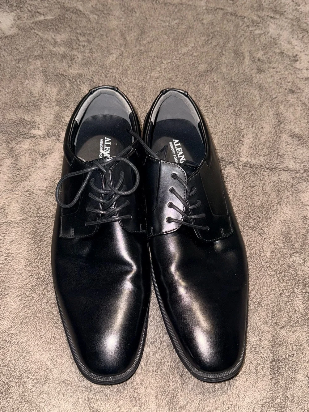 alfani black dress shoes Alfani Dress Shoes Mens 11.5 M US Andrew Black Derby Plain Toe Leather Insole